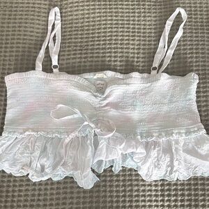 White Ruffled Crop Top